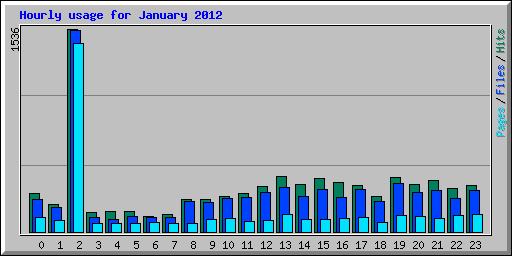 Hourly usage for January 2012
